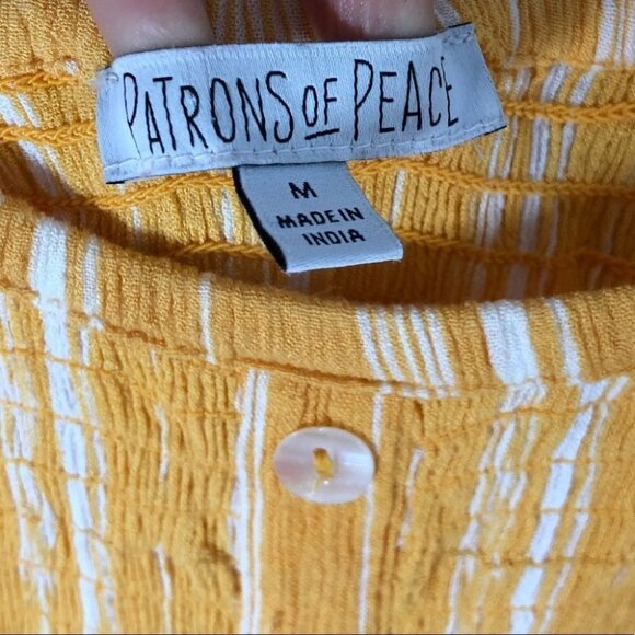 Patrons of Peace Smocked Yellow  Striped Smocked Sundress Size Medium - Picture 5 of 6